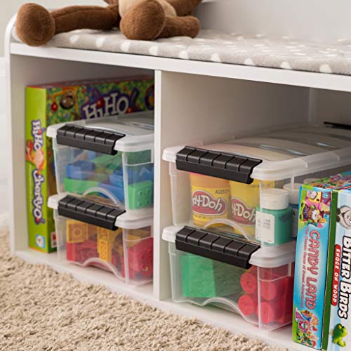 IRIS USA 3-Pack 6 Quart Storage Bins with Lids, Clear/Black - color: Clear, size: 6 Qt, style: 3 Pack