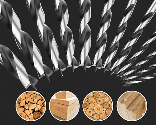 12Pcs (3mm - 12mm) Metric Brad Point Wood Drill Bit Set - size: Round Shank (0.118"-0.472") - 12pcs
