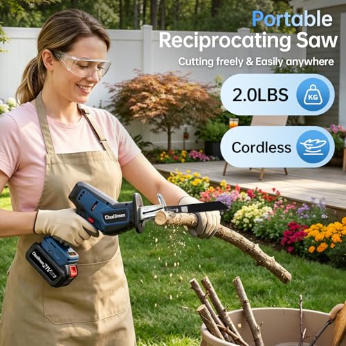 CloudDream Cordless Reciprocating Saw, 3500 SPM, Brushless, 2-Battery Kit