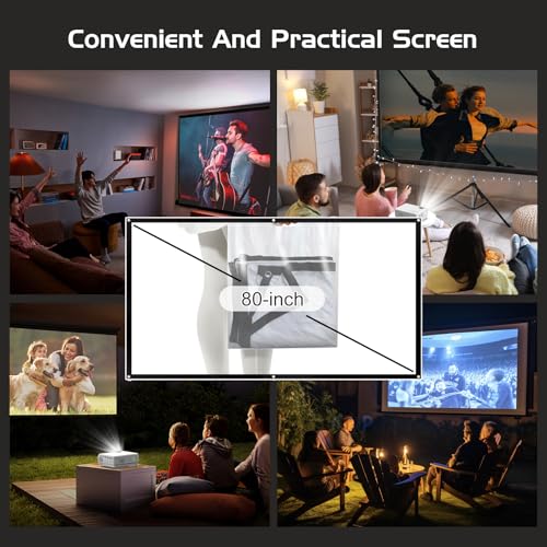 PANSEBA 1080P Mini Projector with Screen, Portable Home Theater Movie Projector with Two-Way Bluetooth, HDMI/USB Input for Smartphone/TV Stick, Ideal for Indoor & Outdoor Use, White - style: Basic Version