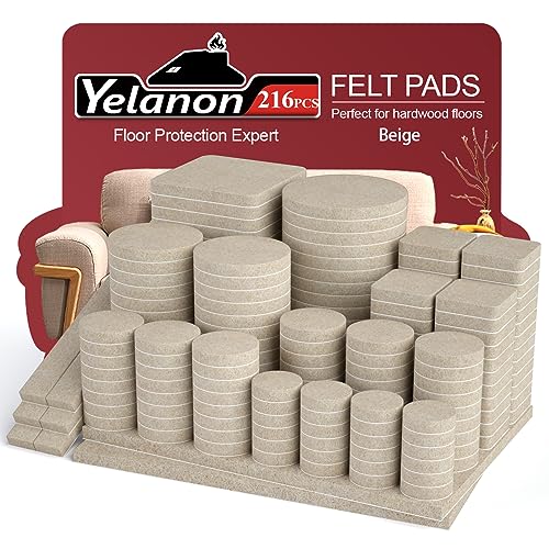 Yelanon Felt Furniture Pads 216 Pcs for Hardwood Floors Beige - size: 216 pcs Beige