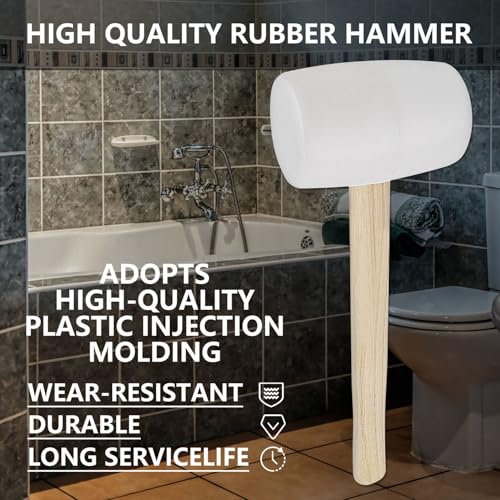 Gunpla Rubber Mallet - 8 oz Anti-Slip Wooden Handle Soft Double Face White Rubber Head Mallet for DIY, Tile Setting, Laminate Flooring Installs & More - size: 8oz