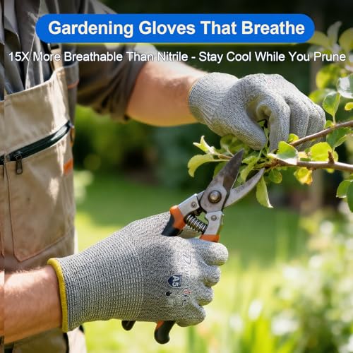 Dowellife Cut Resistant Work Gloves for Men & Women - ANSI A5 & EN388 Level 4, Breathable PU Coated, Grey Non-Marking - for Gardening, Fishing, Automotive, Construction, Wood Carving (Small, Grey) - size: Small (Pack of 12)