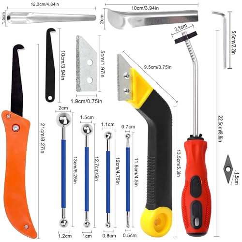 25pcs Grout Removal Tool kit, Grout Saw with Replacement Blades | Tile Grout Saw and Grout Hand Saw with 13 Pieces Extra Blades, Grout Scraper, Tile Joint Cleaning Tool, Caulk Finishing Tool