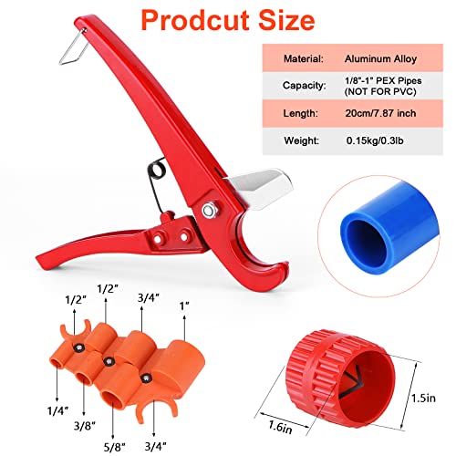 1/4'' - 1'' Depth Gauge and Pipe Deburring Tool,Hose Cutter 1/8'' to 1-5/8'' Inner Outer Reamer Pipe Cutter,Removal Tools for Sharkbite Fittings,for PVC PPR PE-RT Aluminum Plastic Tubing