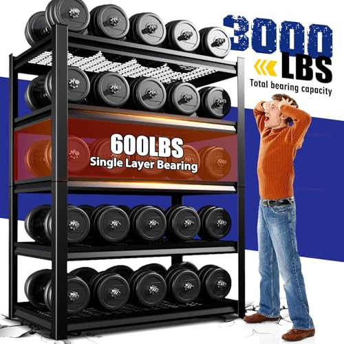 Garage Shelving-5 Tier Storage Shelves, Adjustable Heavy Duty Metal Shelving Unit and Storage Large Wire Rack, Utility Steel Shelf for Warehouse Industrial Pantry Basement -78"x46"x20", Black - size: Wire/46"Wx20"Dx78"H