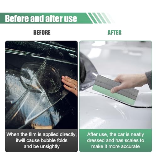 Vinyl Wrap Squeegee, Universal Car Wrapping Scraper with Ruler & Suede Felt Edge, Car Window Tint Film Installation Tool for Wallpaper Smoothing, Sign-Making Graphics Application (8 Inch) - size: 8 Inch