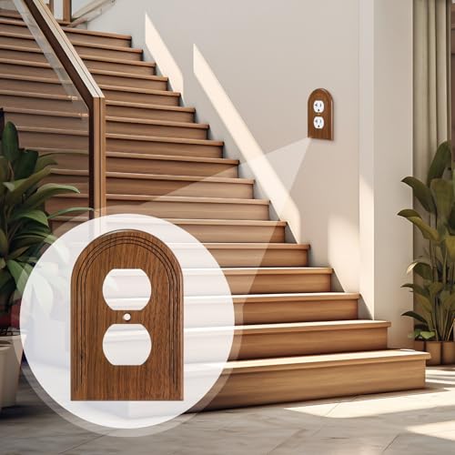 DoubleFill 4 Pcs Walnut Wood Switch Cover,13 * 8.2cm,Arch Double Hole - color: Arch Double Hole, size: 13 x 8.2 cm