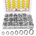 AKIHISA 420Pcs 20 sizes Single Ear Hose Clamps, 7-28.6mm 304 Stainless Steel Pex Crimp Rings Kit, Crimp Hose Clamp Assortment Set for Securing Pipe Hoses and Automotive Use - size: 420Pcs (7.0-28.6mm)