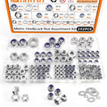Dianrui 252PCS Metric Hexnut & Locknuts Assortment Kit with Flat Washer, Nuts and Washers Set 304 Stainless Steel (M3/ M4/ M5/ M6/ M8/ M10/ M12) Hardware Nuts-7 Sizes - size: 252PCS Metric Hex&Lock Kit
