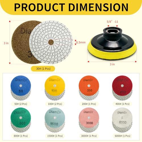 3 Inch Diamond Polishing Pads Tile Stone Diamond Sanding Pads Kit - size: 3-INCH