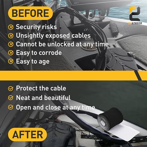 Neoprene Cable Sleeve - 60" for Trolling Motor Wire Protection & Management, Black & White