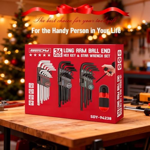 36-Pieces Ultimate Allen Wrench Set, Premium Hex & Torx Key Set, SAE & Metric Hex, Ball End Torx Wrenches with Extra - style: 36-Piece Set (S2 Steel)