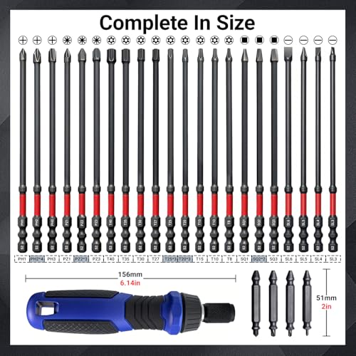 63-Pcs Impact Screwdriver Bits Set, Metric & SAE Long Screwdriver Bit Set