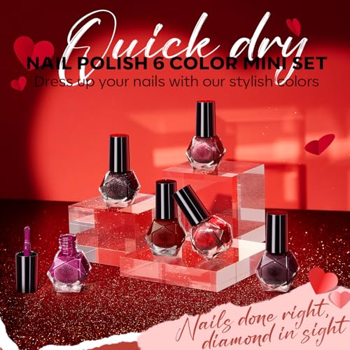 modelones Nail Polish Set, 6 Colors Red Burgundy Cat Eye Nail Polish - color: A2 Dark Red