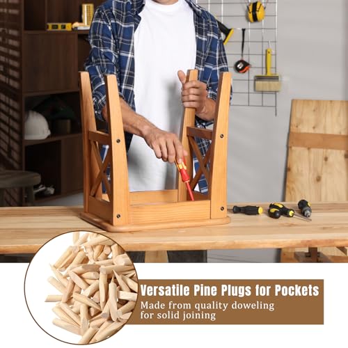 SHENLIU 300 Pack Solid Wood Pocket Hole Plugs, Pocket Hole Jig Wooden Plugs