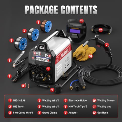 ANDELI Aluminum MIG Welder145A, 4-in-1,110V/220V - color: Red4