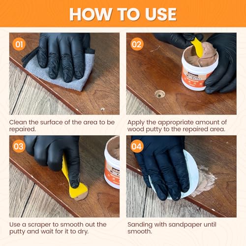 Wood Filler, Wood Putty, Wood Hole Filler, 16 Oz White Wood Repair Kit - color: White