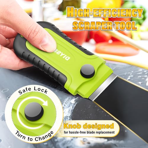 DIYSELF 2 Pack Razor Blade Scraper Tool with 30 Blades, Razor Blade Scraper - color: Green, size: 2 Pack