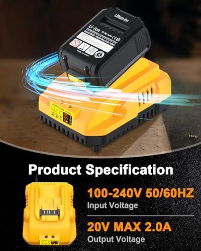 DCB112 20V MAX Battery Charger Replacement for Dewalt Battery Charger, Compatible with Dewalt 12V-20V Battery - color: Yellow