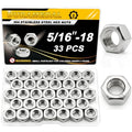 33Pcs 5/16-18 UNC Hex Nuts 304 Stainless Steel A2-70 Inch Thread - size: SAE 5/16-18;33pcs