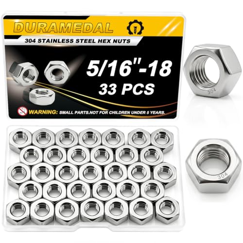 33Pcs 5/16-18 UNC Hex Nuts 304 Stainless Steel A2-70 Inch Thread - size: SAE 5/16-18;33pcs