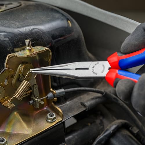 KNIPEX Tools - Long Nose Pliers With Cutter, Multi-Component (2612200), Multi-Colour, 8 inches