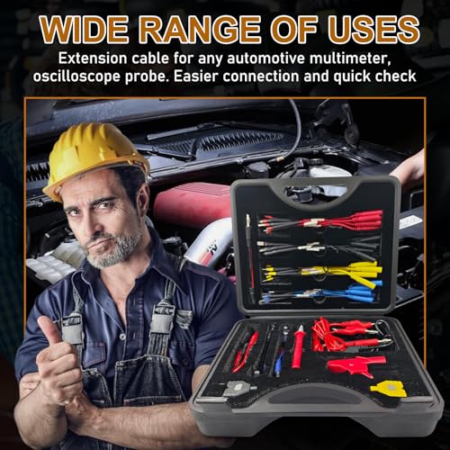 76 Pcs Automotive Circuit Test Lead Kit, Multimeter Test Leads Kit, Electrical Back Probe Kit, Alligator Clip, Acicular Probe, Banana Plug Adapters, Volt Meter Lead (with Carrying Case) - size: 76-piece