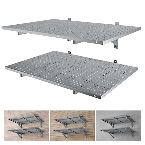 2 Pack Garage Wall Shelving Heavy Duty 2x3ft, Gray - color: Grey, size: 2X3ft-2pack