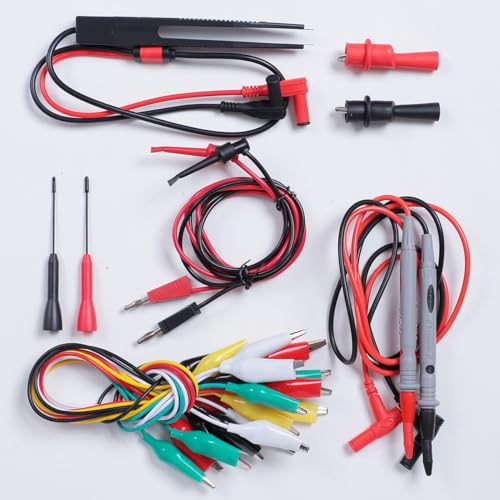 TKDMR 19Pcs Electrical Multimeter Test Leads Set with Alligator Clips Test Hook Test Probes Lead Professional,5 Colors Jumper Wires Kit 1000V 10A CAT.II