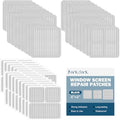 48 Sheets Window Screen Patches Repair Kit, 4 Sizes Window Screen Repair Tape, Strong Adhesive, Fiberglass Quick-Access (Black)