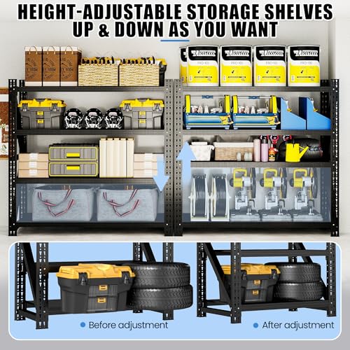 Heavy Duty Metal Shelving Units, Garage Shelves & Storage System - size: 71"W x 24"D x 69"H