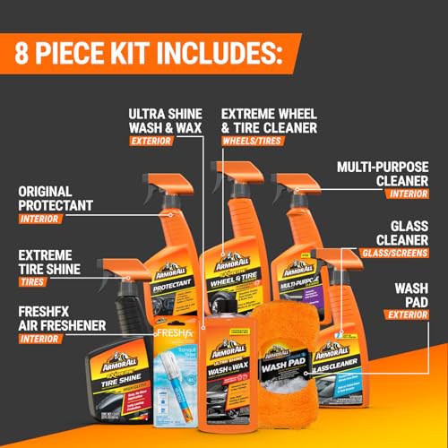 Armor All Ultimate Premier Car Care Kit, 8 Pieces, Includes Tire and Wheel Cleaners, Exterior and Interior Car Cleaning Supplies - style: Premier Car Care Kit 8pc