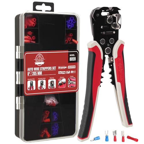 201PCS Wire Stripper Tool Kit,Self-Adjusting 8" Automatic Wire Stripping Tool for AWG 10-24, 3-in-1 Automatic Wire Stripper/Cutter/Crimper, Universal Wire strippers for Electrical Work