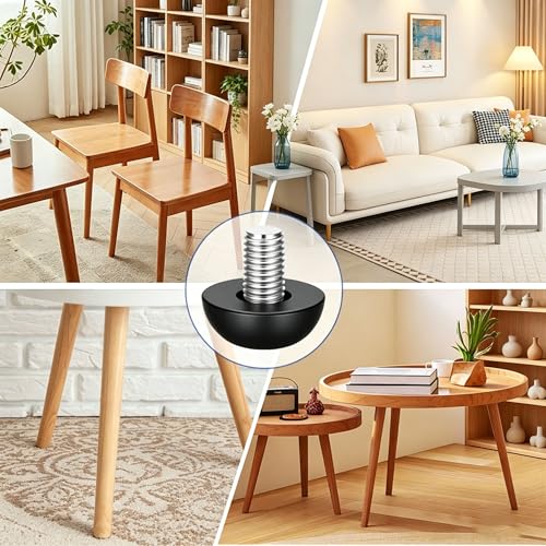 32PCS M8 x 1.25 Adjustable Leveling Feet, 304 Stainless Steel Outdoor Patio Furniture Legs Replacement, Screw-in Table Chair Desk Levelers for Wobbly Furniture Legs & Cabinet Stabilizers