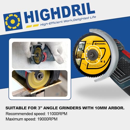 HIGHDRIL HSS Metal Blade 3" 75mm x Arbor 3/8" 10mm - 4pcs Angle Grinder Cutting Disc for Cutting Copper Aluminum Plastic Soft Metal - size: HSS Metal Blade