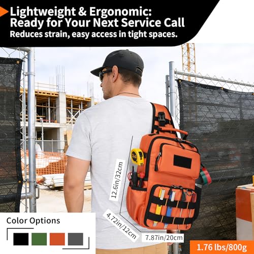 Rexmore Tactical Electrician & HVAC Tool Chest Bag, 3-Point Harness Orange - color: Orange