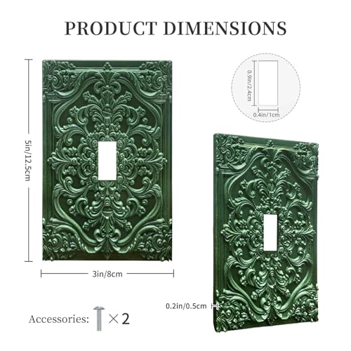 Decorative Light Switch Plate Covers Green Flower Elegant 3D Floral Embossed 1 Gang Light Switch Cover Plate Single Toggle Wall Plate Outlet Covers Faceplate for Bedroom Home Decor - color: Green, size: 1-Gang Toggle/ 5 x 3 IN