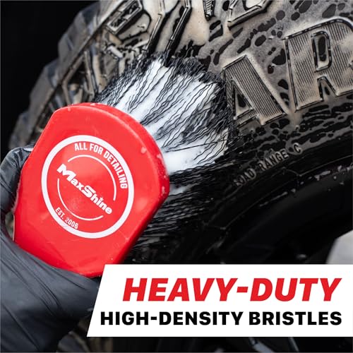 Maxshine Universal Cleaning Brushes (3-Piece Set) – Heavy-Duty, Medium-Duty, Soft Bristles – Removes Dirt & Stains – Wheels, Tires, & Exterior Surfaces – Carpets, Upholstery & Interior Surfaces - color: Set