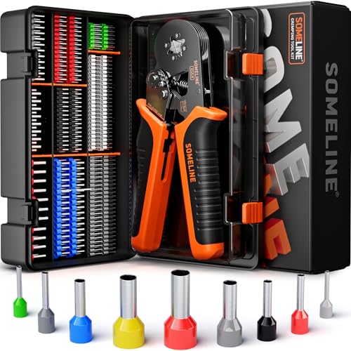 SOMELINE Ferrule Crimping Tool Kit, 24-8 AWG Crimper, 9 Sizes Wire Ferrules