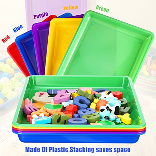 Maitys 15 Pack Plastic Art Trays 12 x 16 Inch Sensory Trays, Classic Color - color: Classic Color