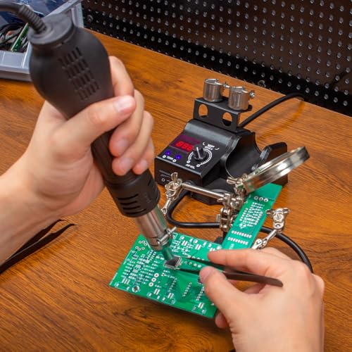 WEP 8858-V Hot Air Rework Station Kit with Compact Size, Integrated Nozzle Holder, 3 Nozzles, 2 Tweezers, Adjustable Temperature& Air Volume, PID Program, °C/°F Conversion and More