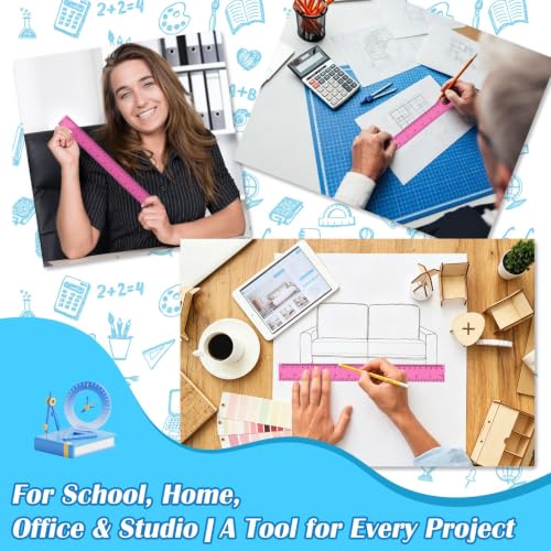36 Pack 12" Clear Pink Plastic Rulers, Back to School Measuring Supplies - color: Pink