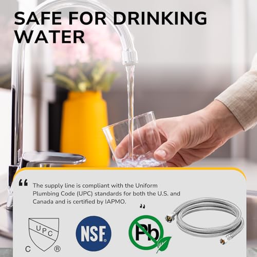 60" Faucet Supply Line, 3/8 inch Comp x 1/2 inch FIP Faucet Connector, Braided Stainless Steel Faucet Hose for Bathroom Sink and Kitchen, Leak-Resistant cUPC Certified Water Supply Line, 2 Pack - size: 60inch