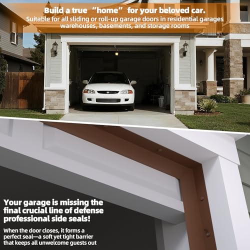 Elvone Garage Door Seal Top and Sides with Nails, 20 FT, Brown - color: Brown, size: 20ft