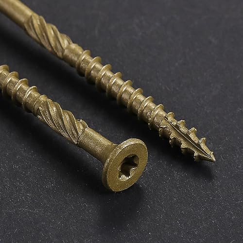 Wensilon #8 * 1-1/4" Deck Screws, (467pcs) 2 lbs.Exterior Wood Screws, Rust Resistant epoxy Coated, Bronze, T20 Star Bit - color: Yellow, size: 8*1-1/4