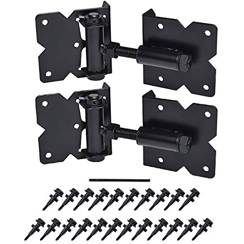 Self Closing Gate Hinges Heavy Duty, 90 Degree Adjustable, 2 Pcs - color: Black(1pcs)