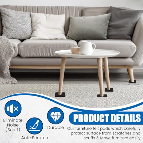 Geelin 36 Pcs Felt Furniture Sliders for Hardwood Floors 3 Inch Carpet Furniture Sliders Reusable Heavy Duty Movers Slider for Hard Surfaces Moving Pads Carpet Floor Protectors (Square)