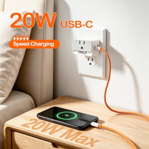 Multi Plug Outlet Extender with 20W USB C Charger and 2 Outlets - size: 1Pack