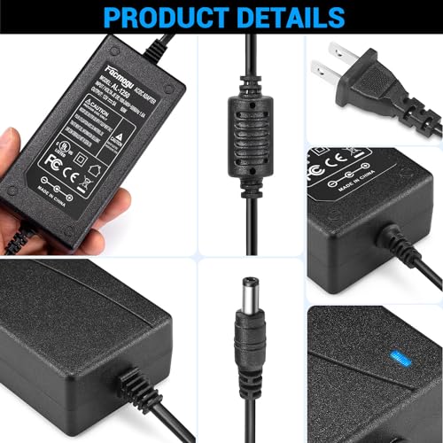 Facmogu 12V 5A Power Supply, AC 100-240V Adapter Converter Transformer 60W - size: 12V 5A (2 Prong Plug)